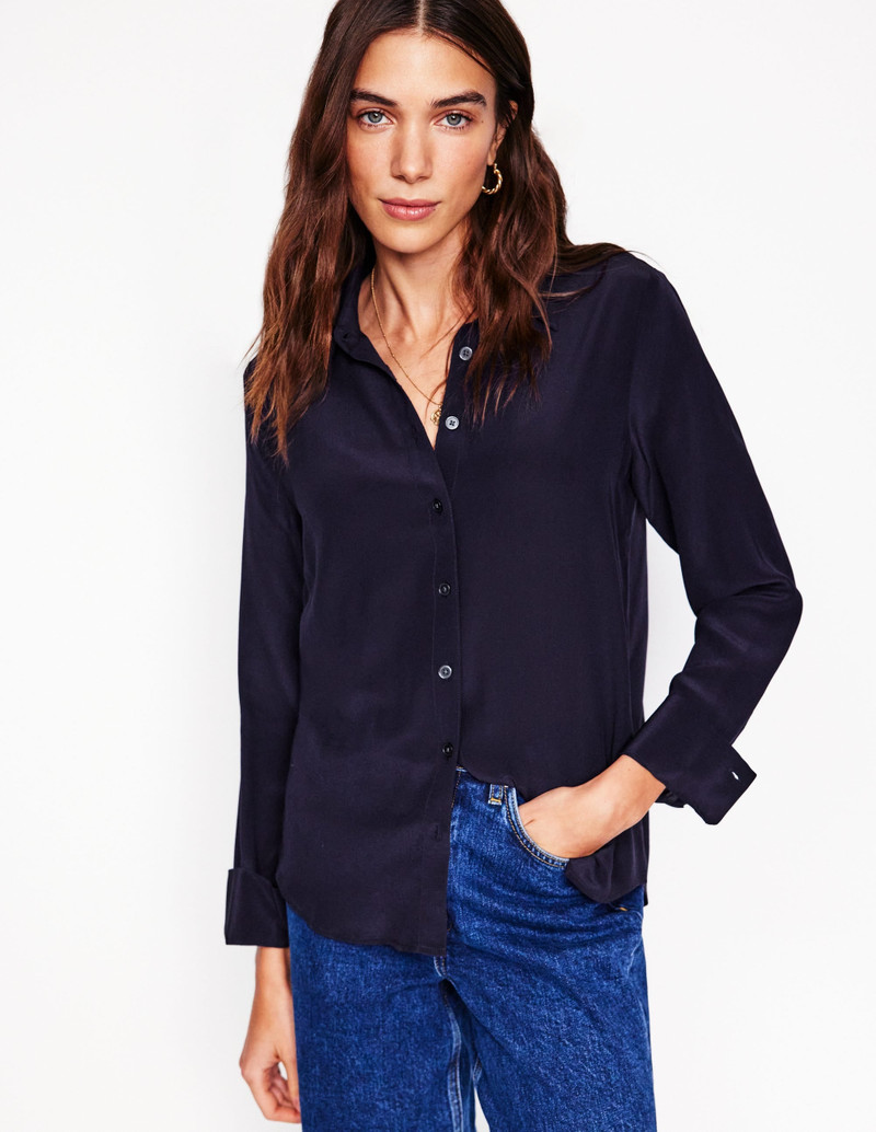 Sienna Silk Shirt-Navy 6