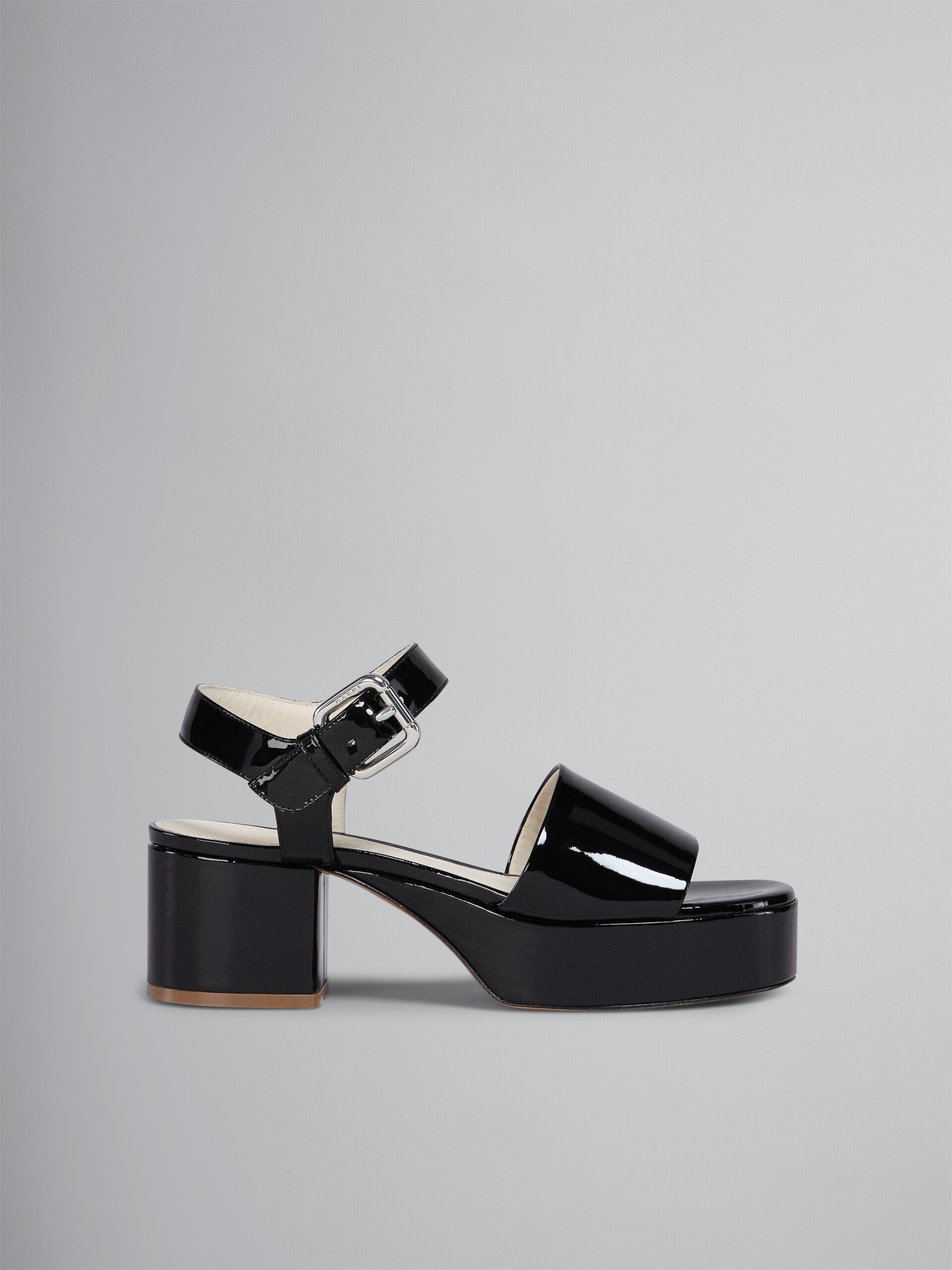 BLACK PATENT LEATHER SANDAL - 1