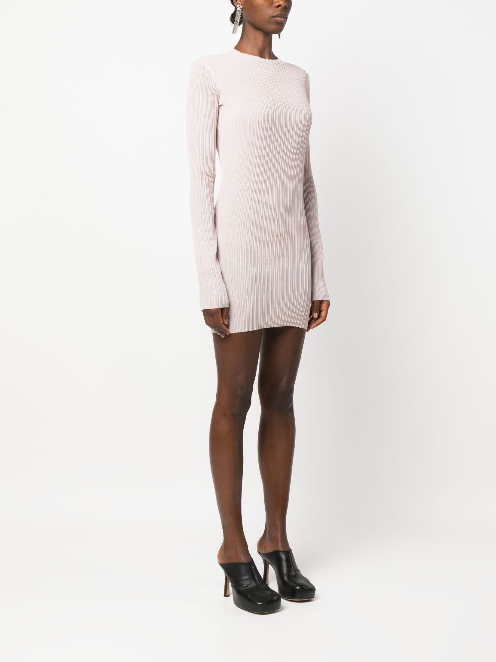 pleated long-sleeved minidress - 3