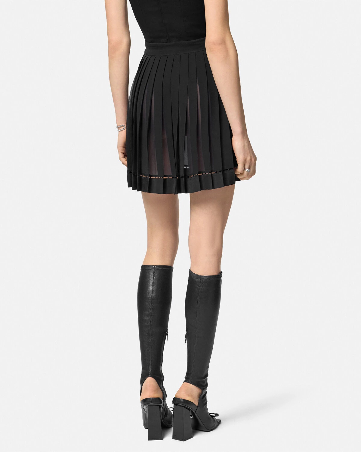 Pleated Silk Georgette Mini Skirt - 5