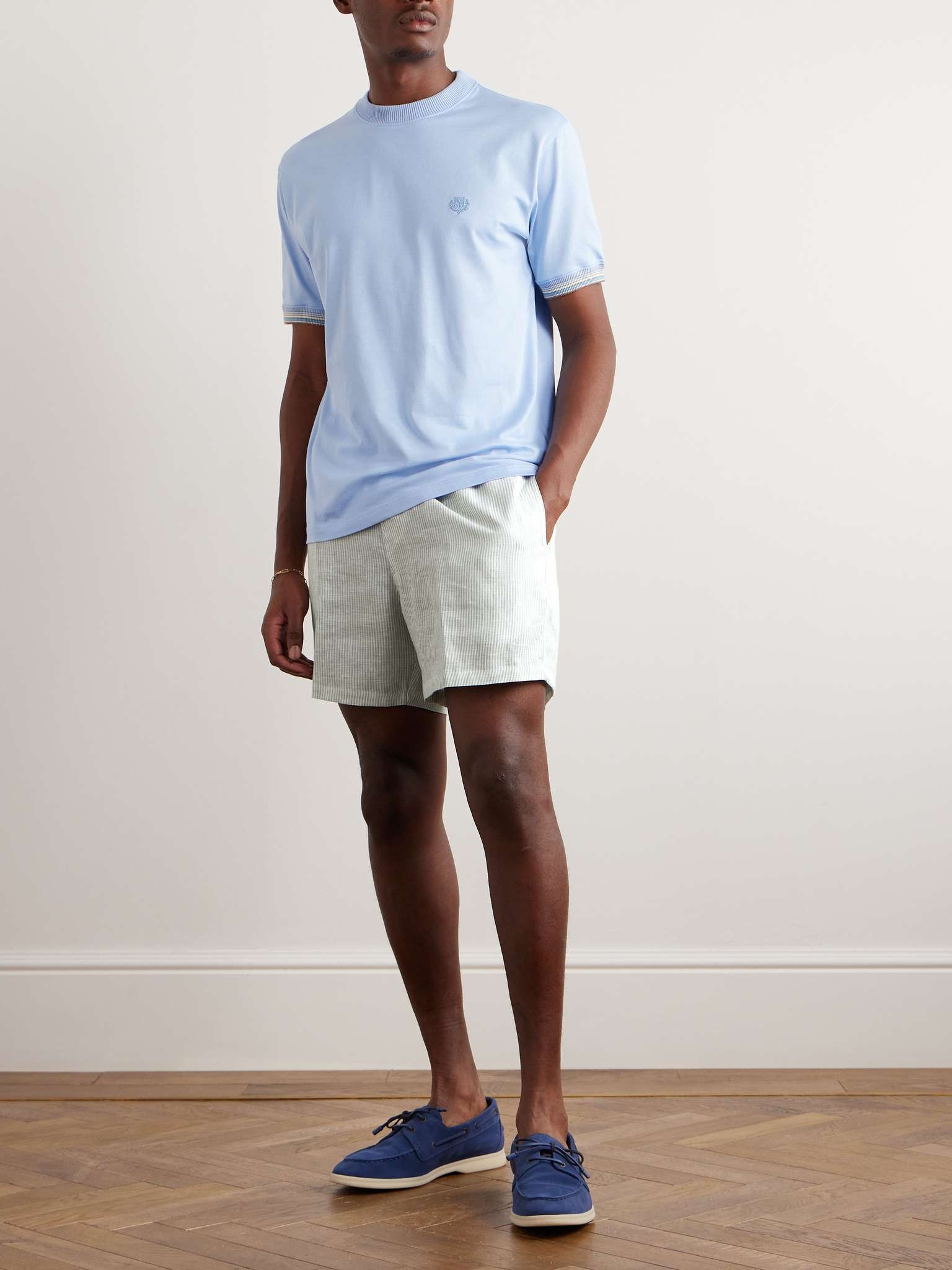 Straight-Leg Striped Linen Drawstring Shorts - 2
