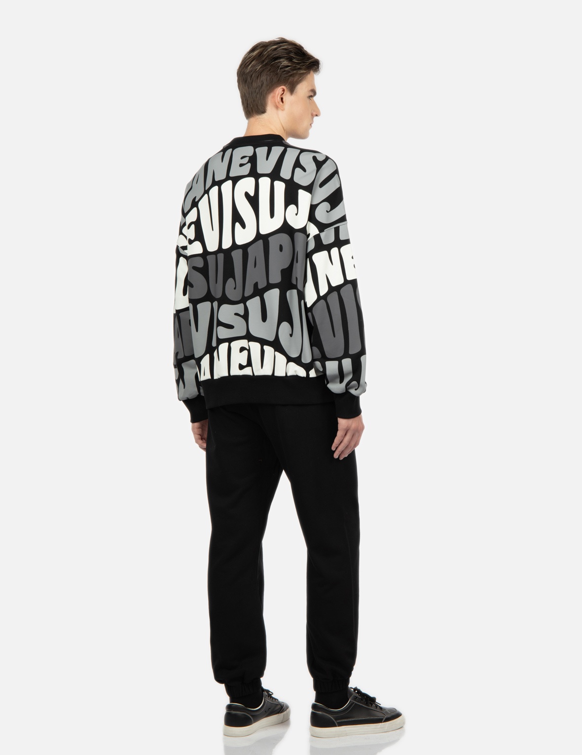 ALLOVER WAVY TEXT PRINT SWEATSHIRT - 4