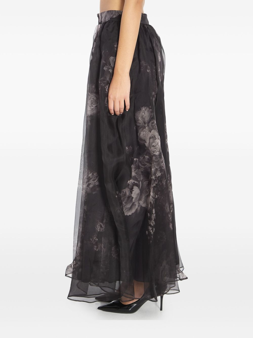 floral-print gathered midi skirt - 3