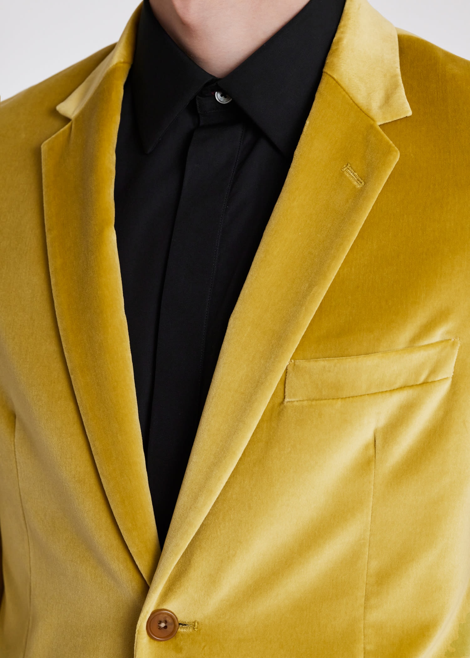 Slim-Fit Yellow Velvet Blazer - 6