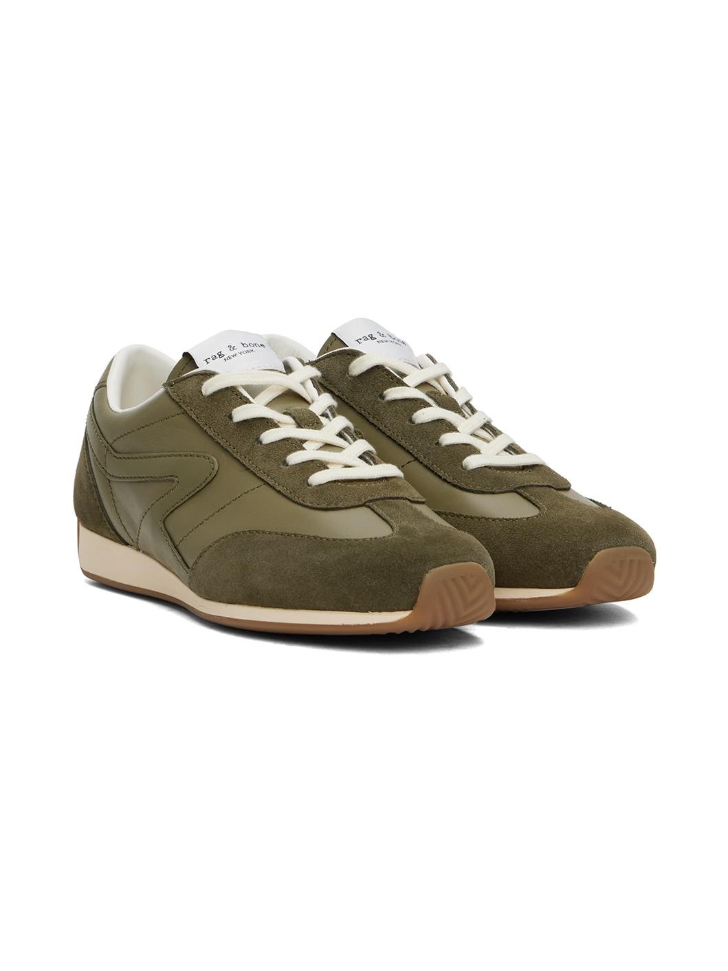 Green Slim Suede Retro Runner Sneakers - 4