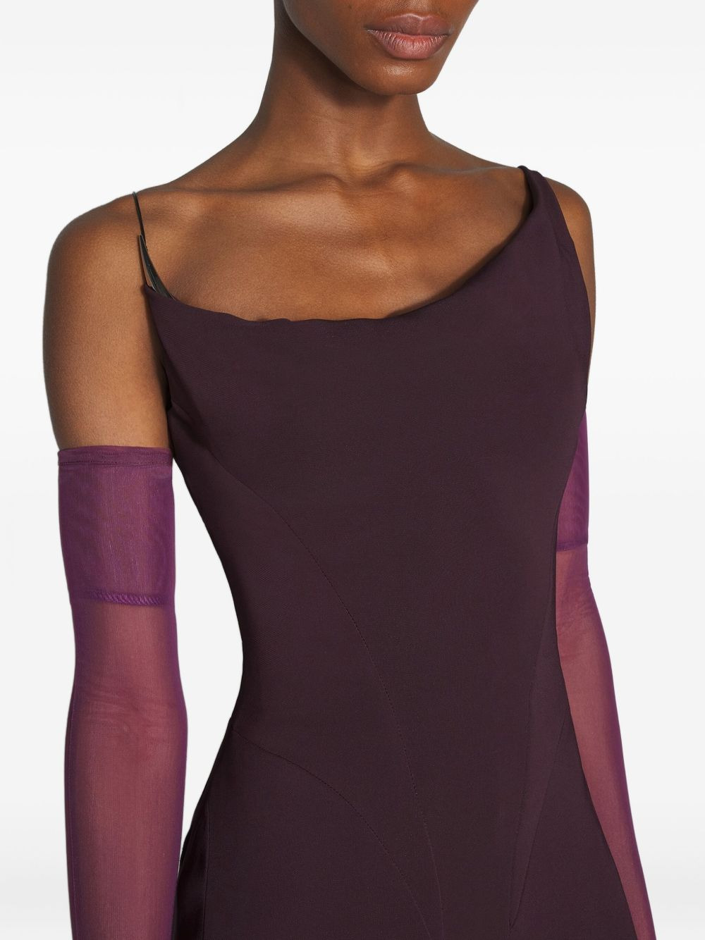 asymmetric-shoulder maxi dress - 4
