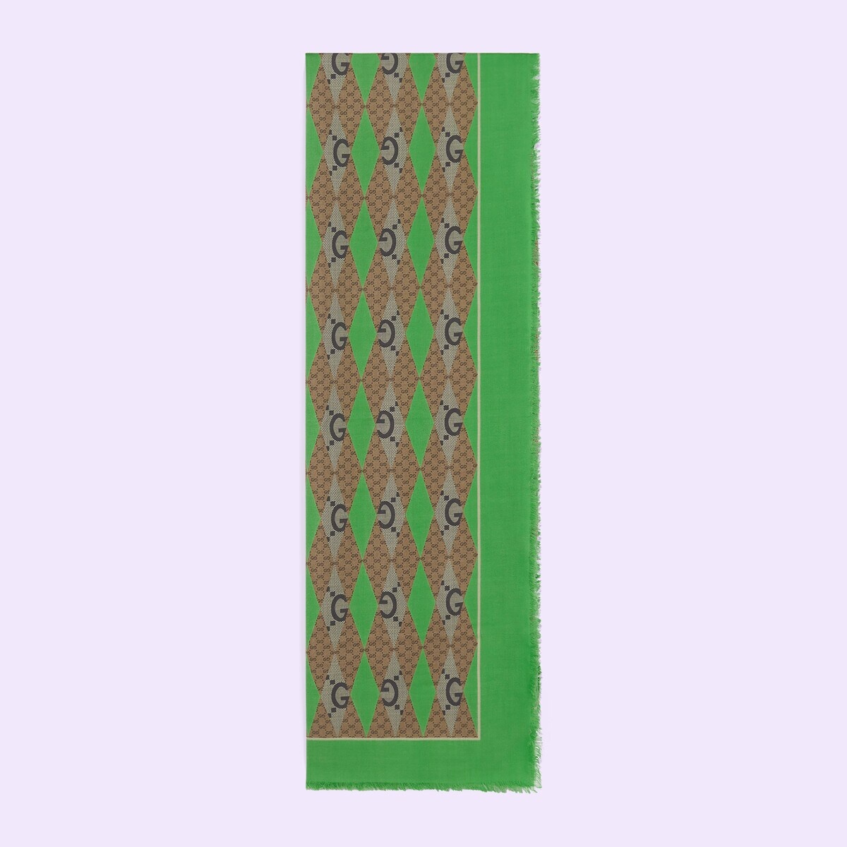 GG rhombus wool silk scarf - 1