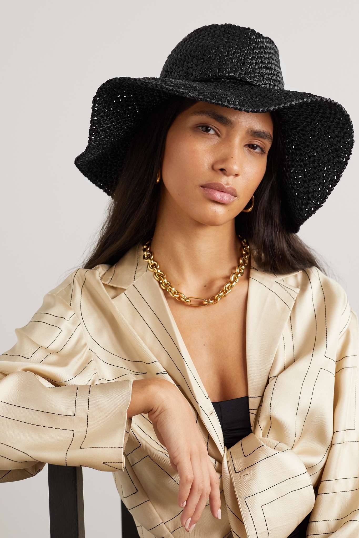 Valentino Garavani VLOGO embellished faux straw fedora - 4