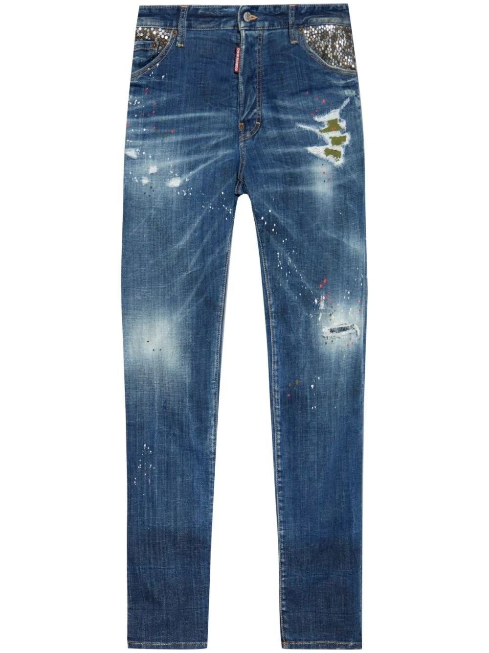distressed straight jeans - 1
