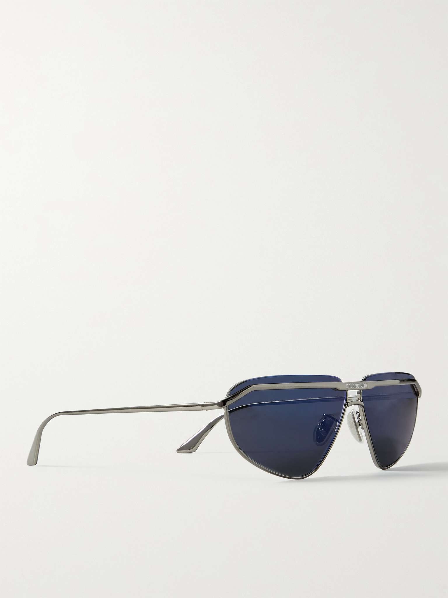 Rectangle-Frame Logo-Engraved Ruthenium Sunglasses - 3