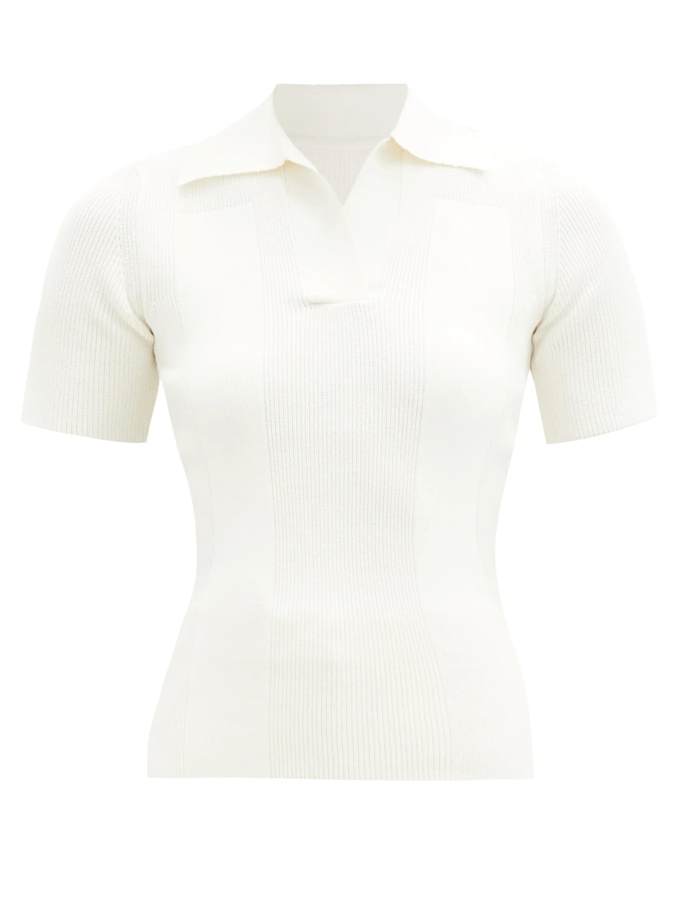 Cutout-back knitted polo shirt - 1