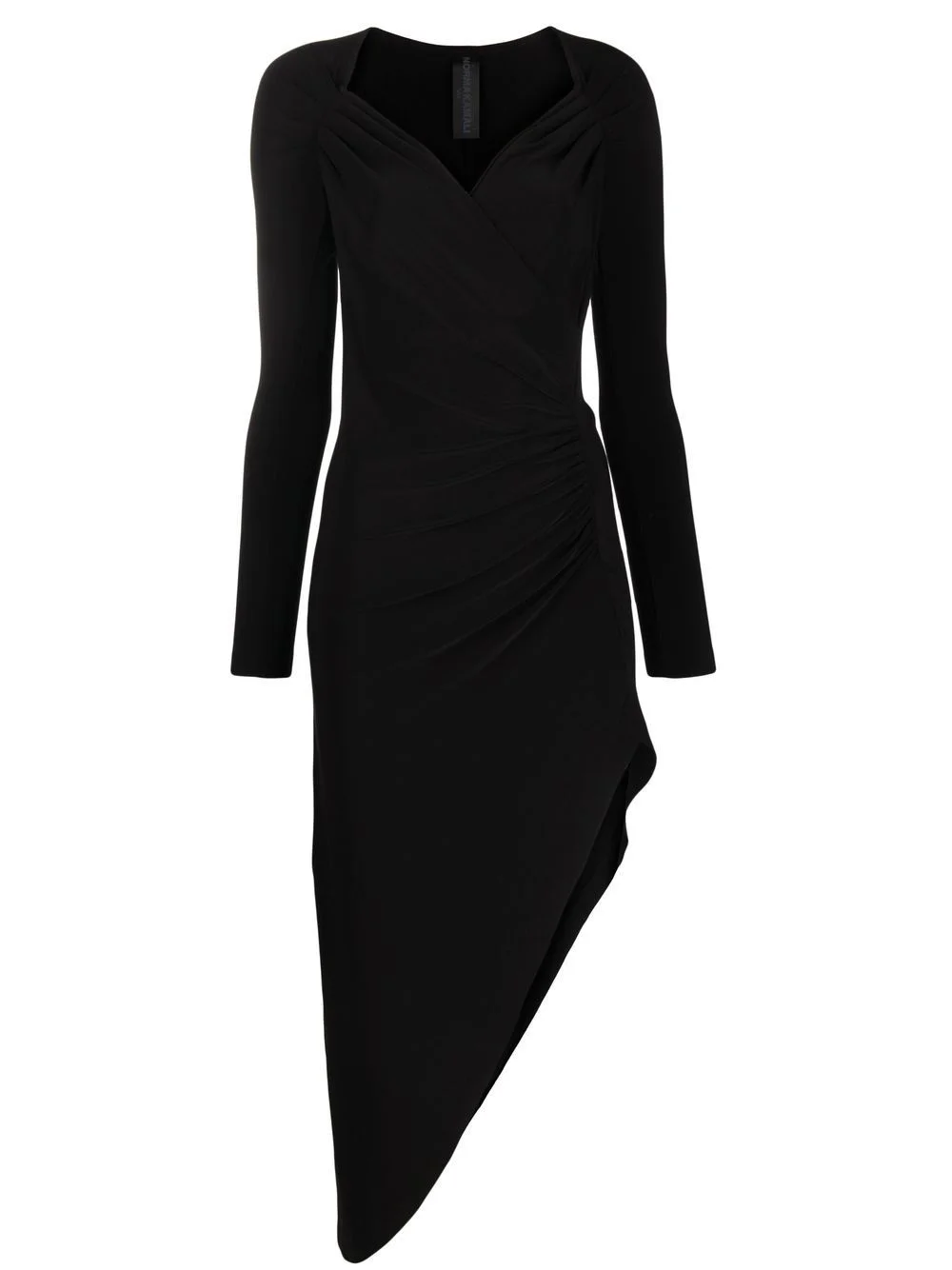 long-sleeve asymmetric-hem dress - 1
