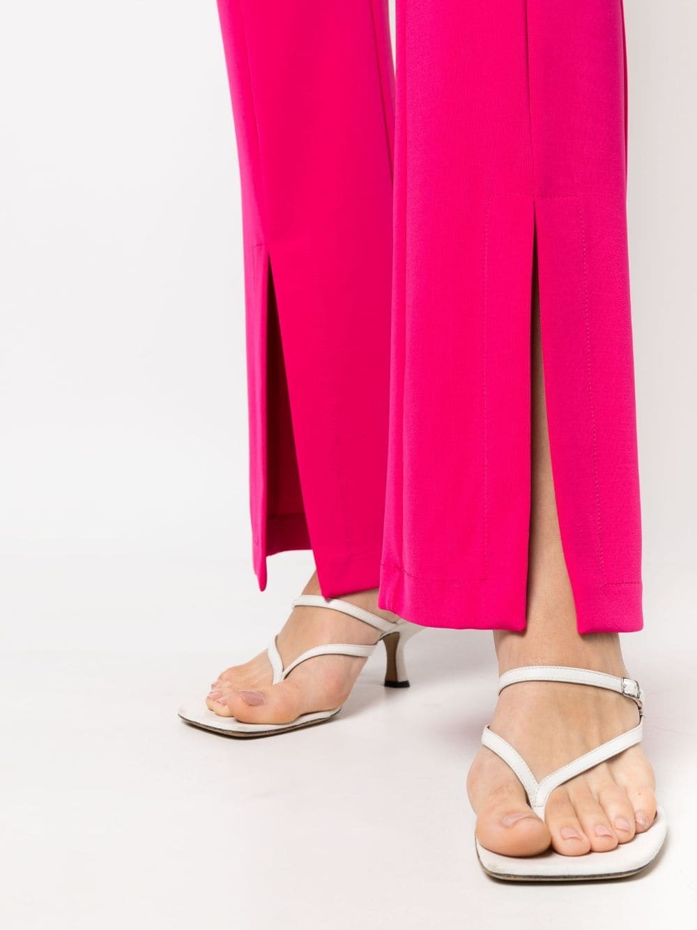 front-split slim-fit trousers - 5