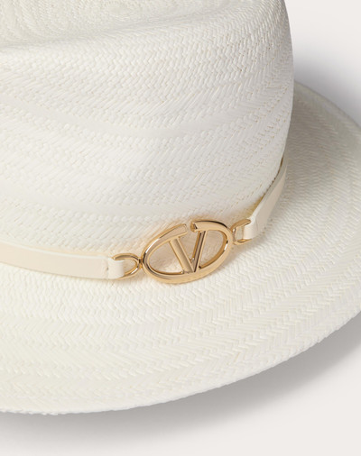 Valentino THE BOLD EDITION VLOGO WOVEN PANAMA FEDORA HAT WITH METAL DETAIL outlook
