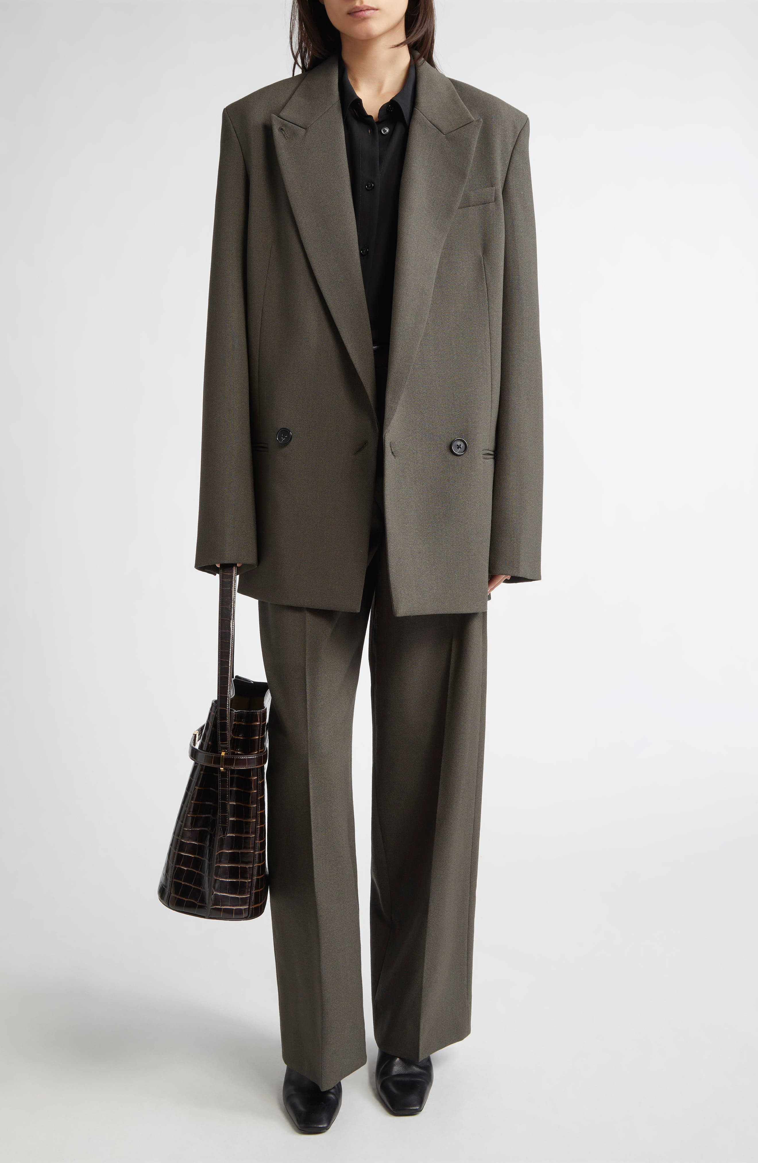 TOTEME Shield Wool Blend Blazer in Forest at Nordstrom - 2