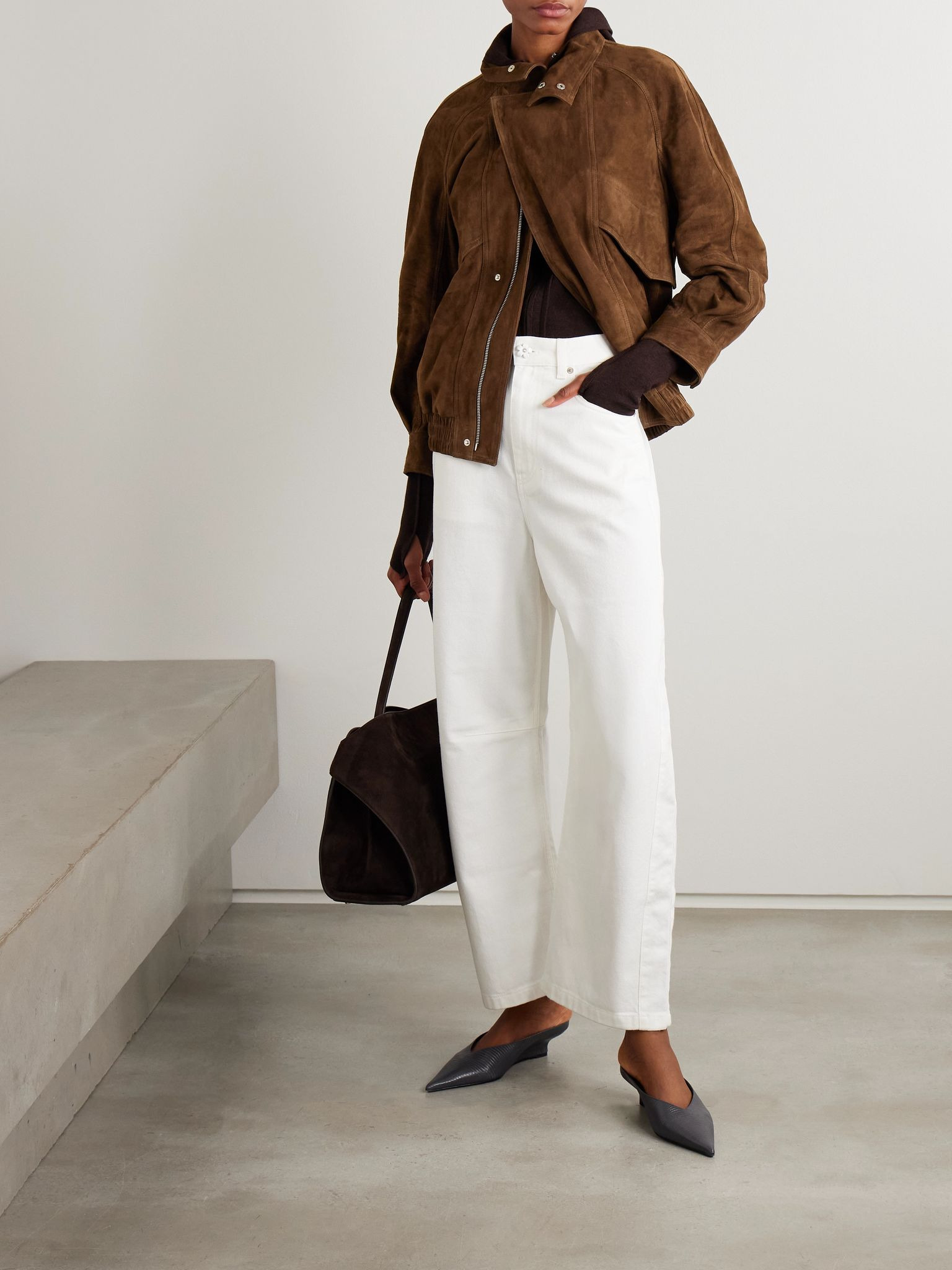 Ariste oversized paneled suede jacket Brown - 2
