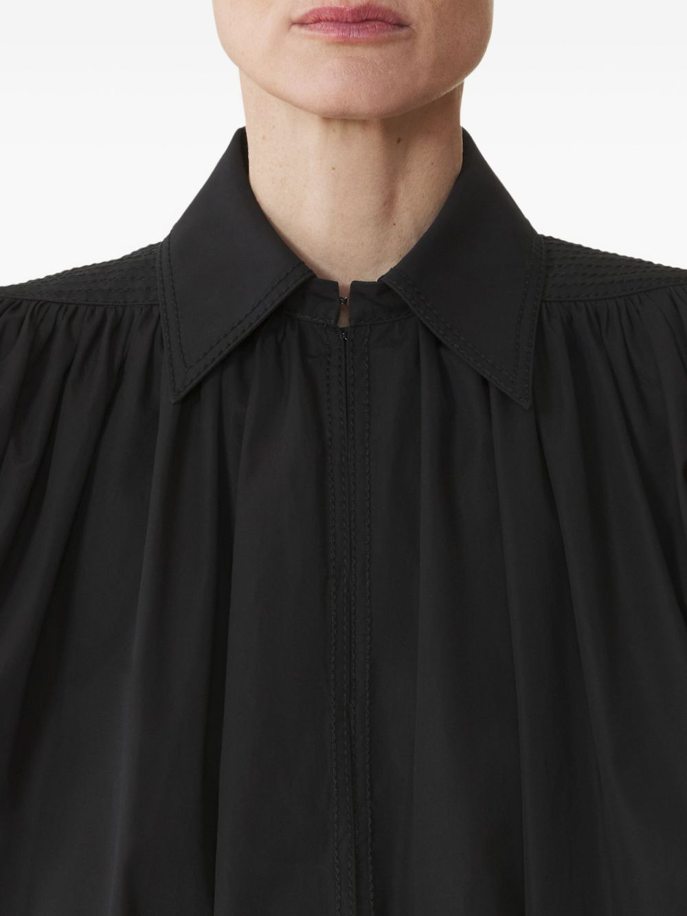 puffed-sleeve zip-front top - 5