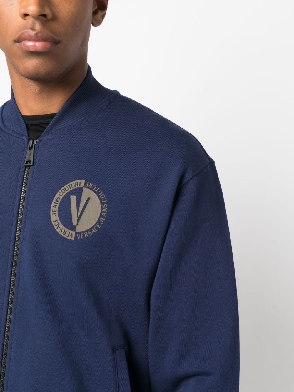 logo-print cotton bomber jacket - 5