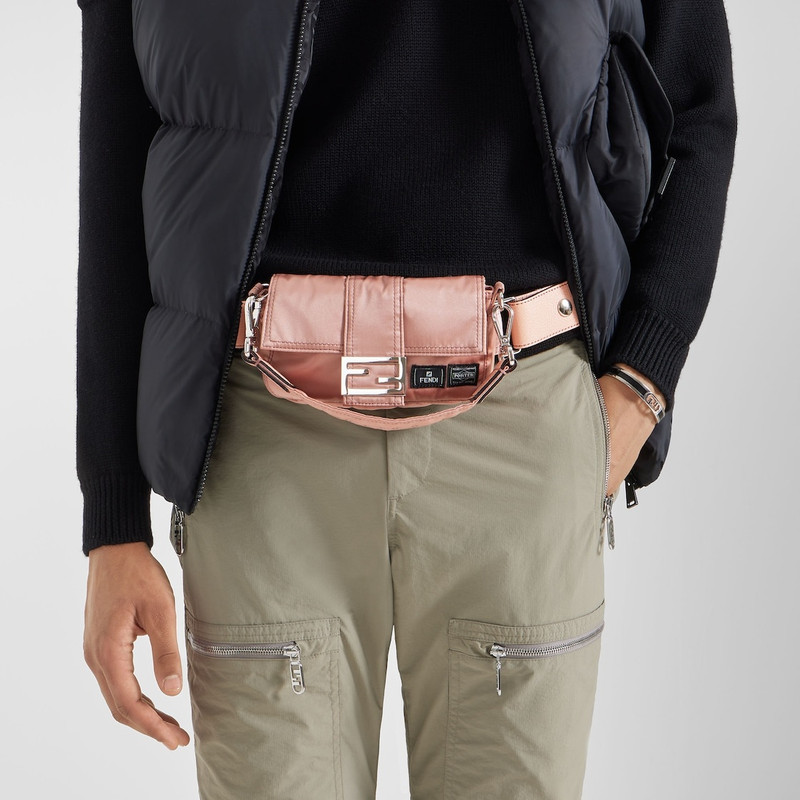 FENDI Baguette mini mobile phone pouch made of strong, high performance pink Porter® nylon with square fla outlook