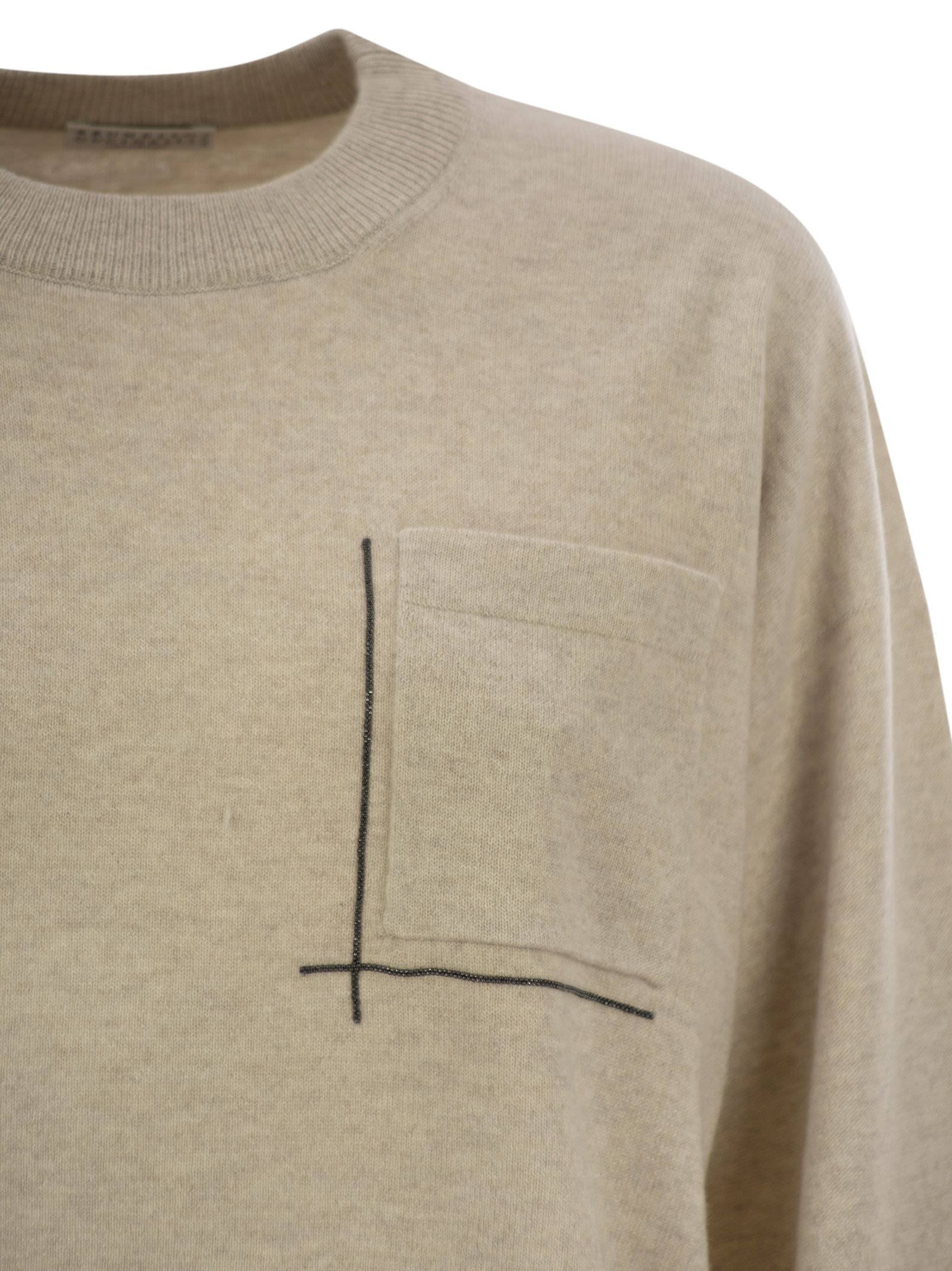 Brunello Cucinelli Women Virgin Wool, Cashmere And Silk Sweater With Shiny Pocket Detail - 4