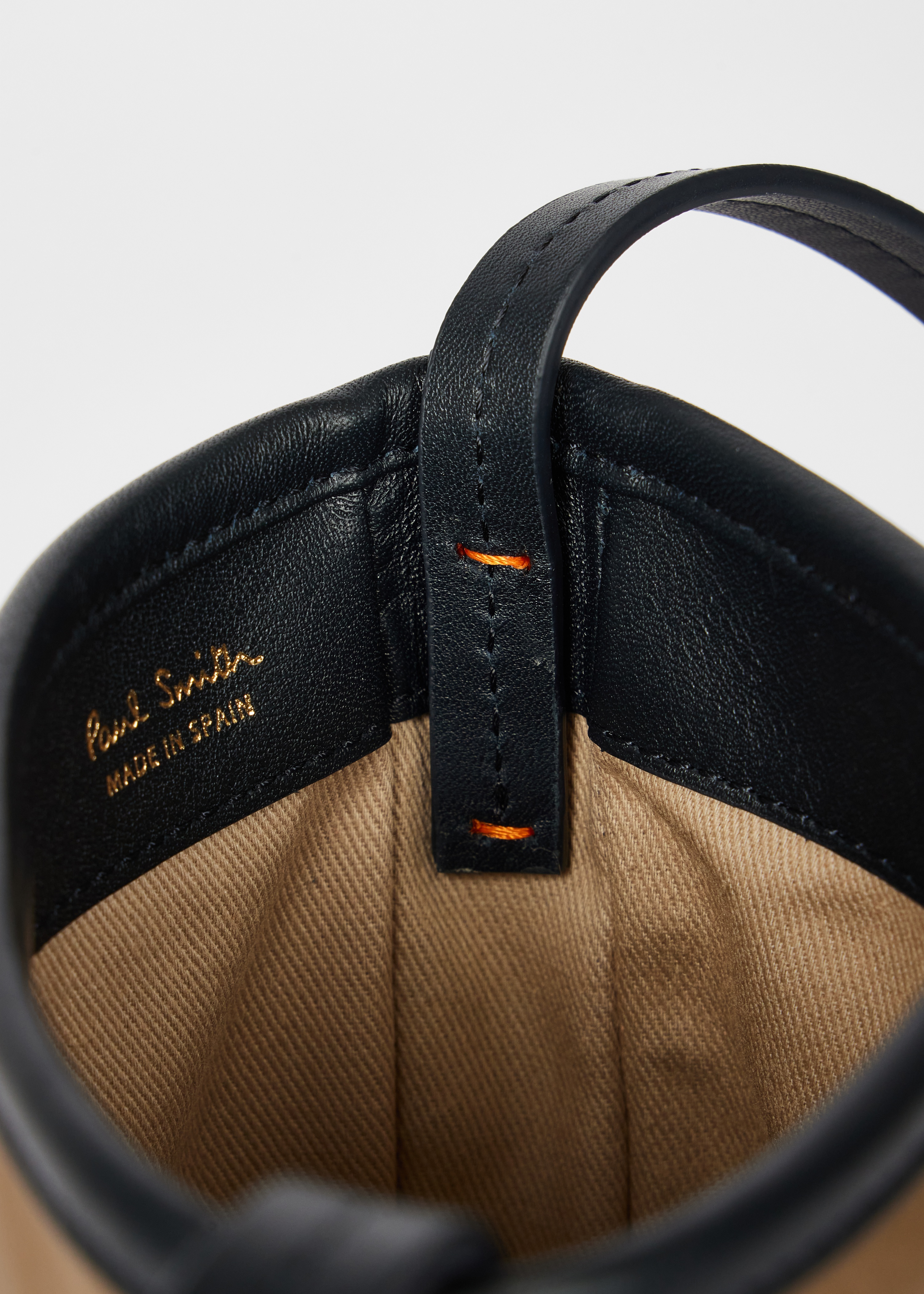 Taupe Colour-Block Leather Pouch Bag - 5
