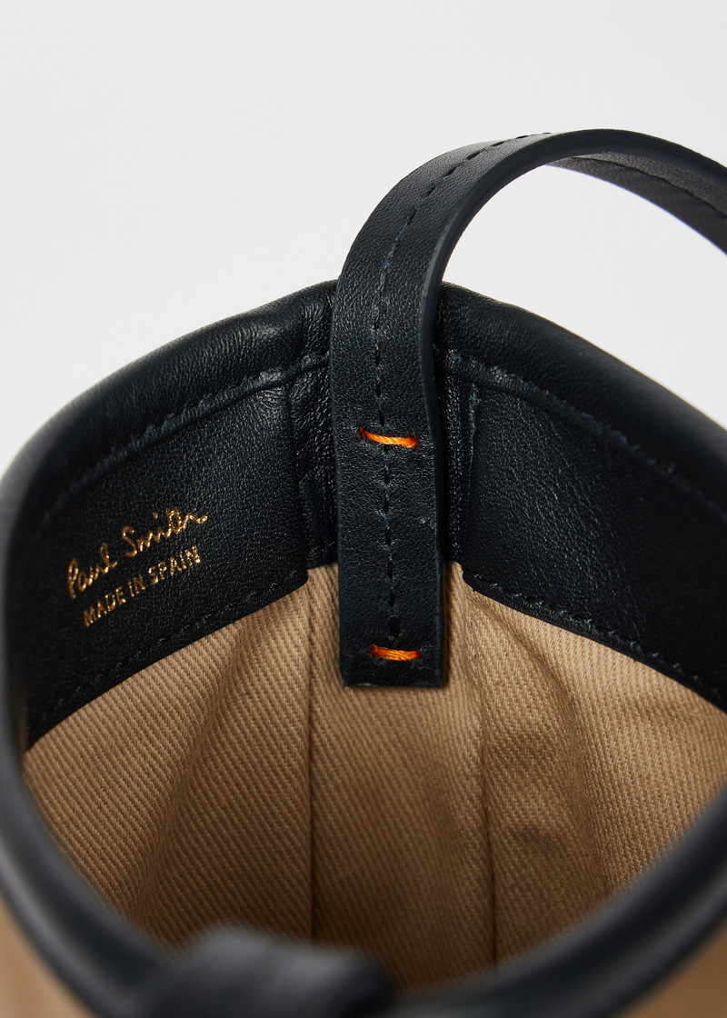 Taupe Colour-Block Leather Pouch Bag 5