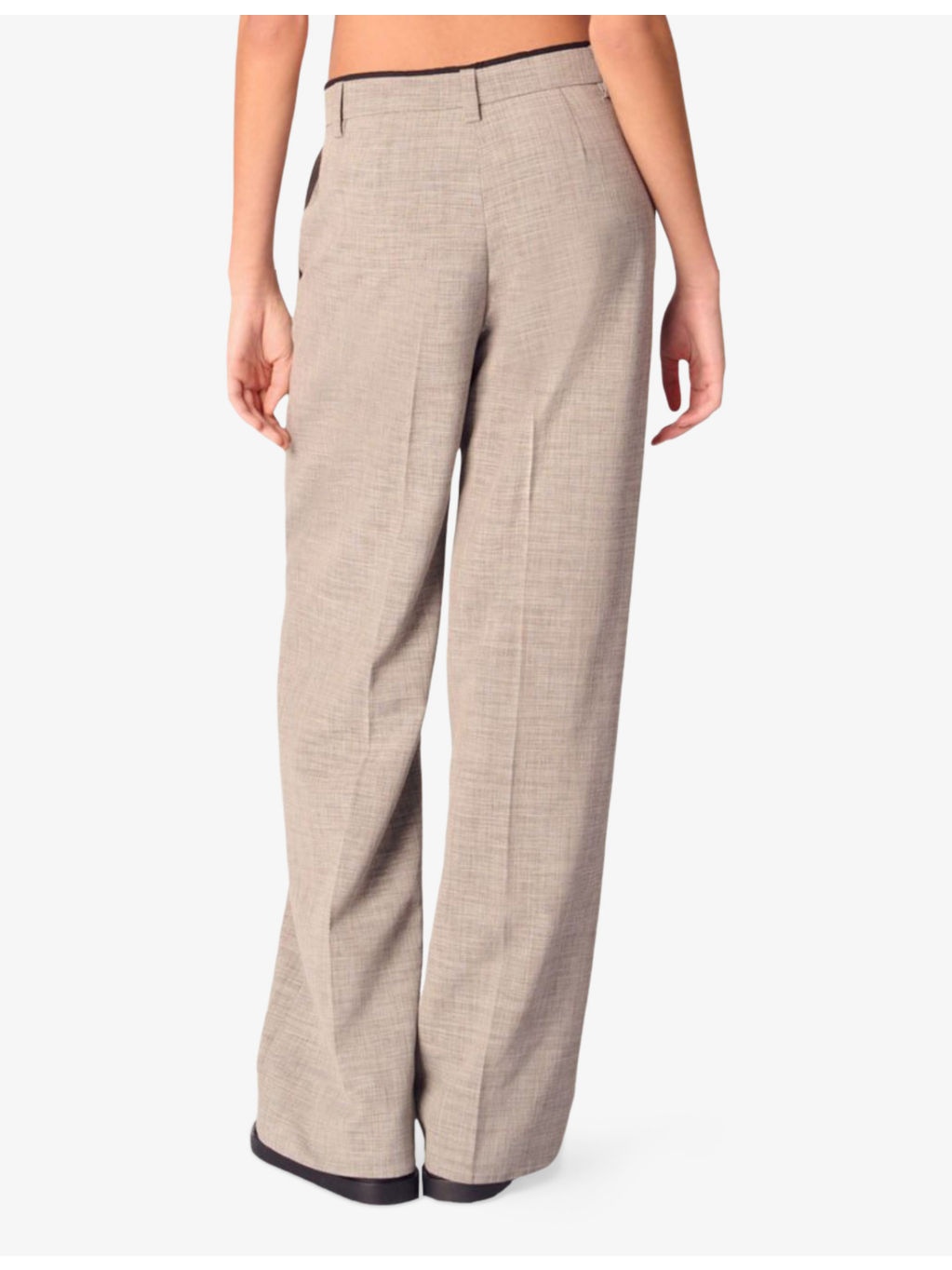 Pintuck-seam mid-rise wide-leg woven trousers - 4