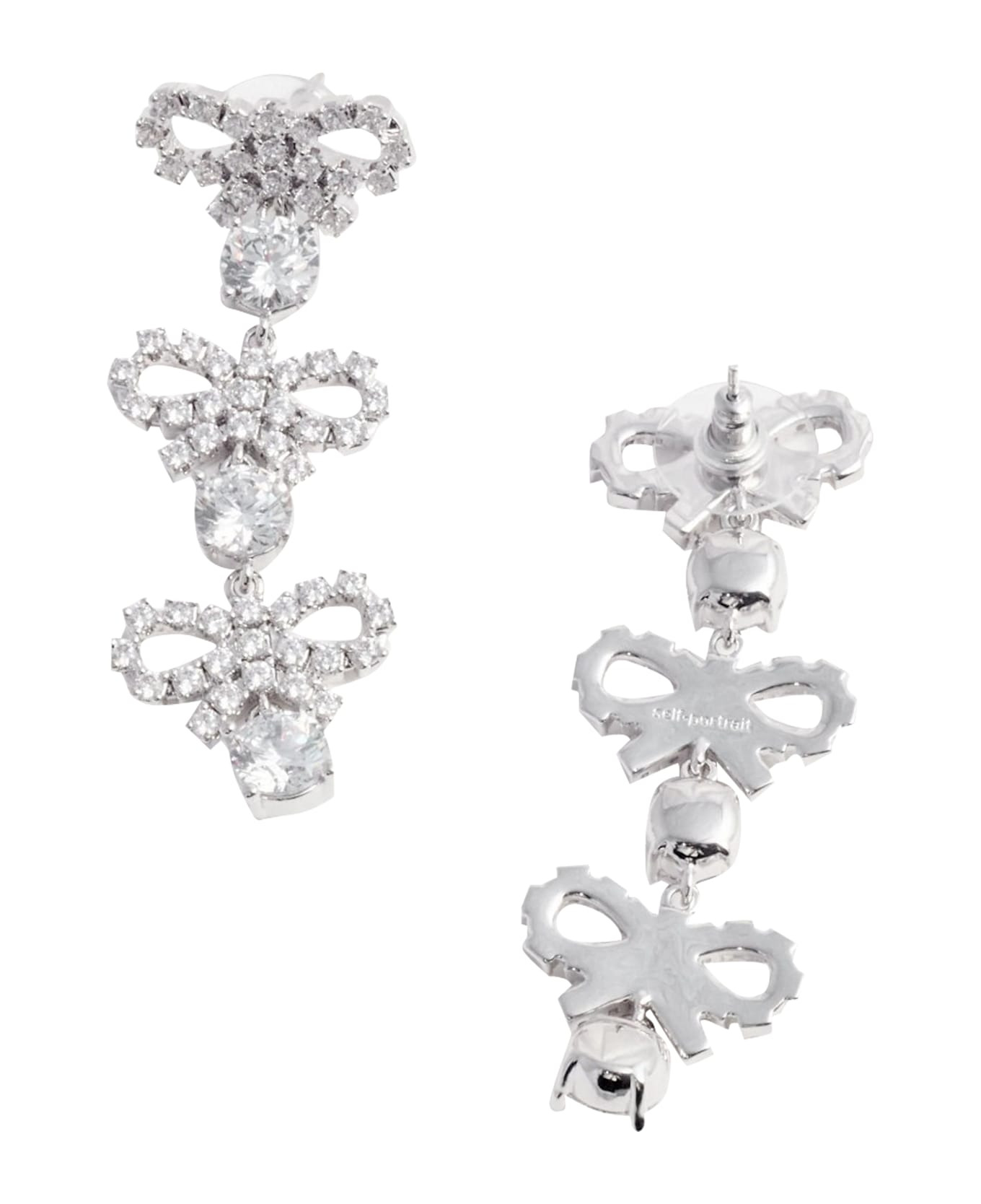 Micro Bow Crystal Tiered Earrings - 2