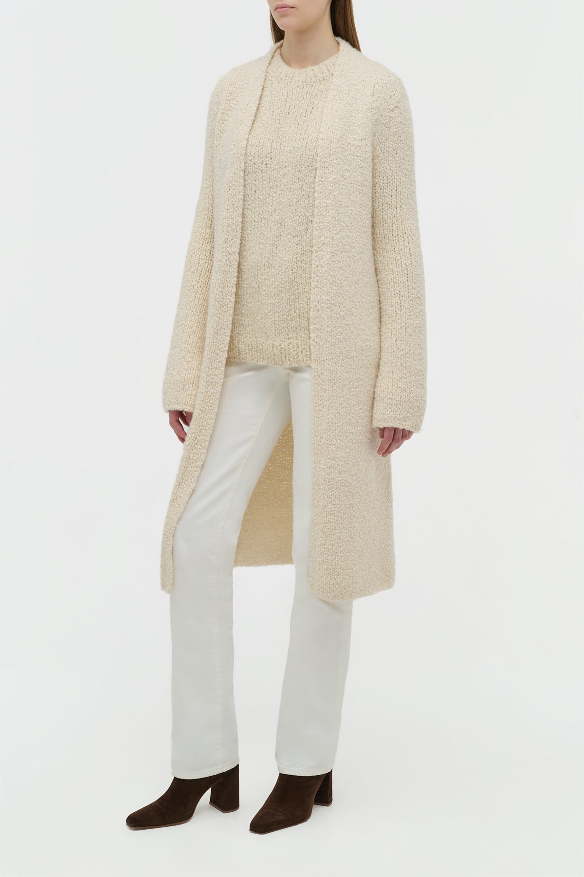 Uxia Knit Cardigan in Ivory Cashmere Boucle - 3