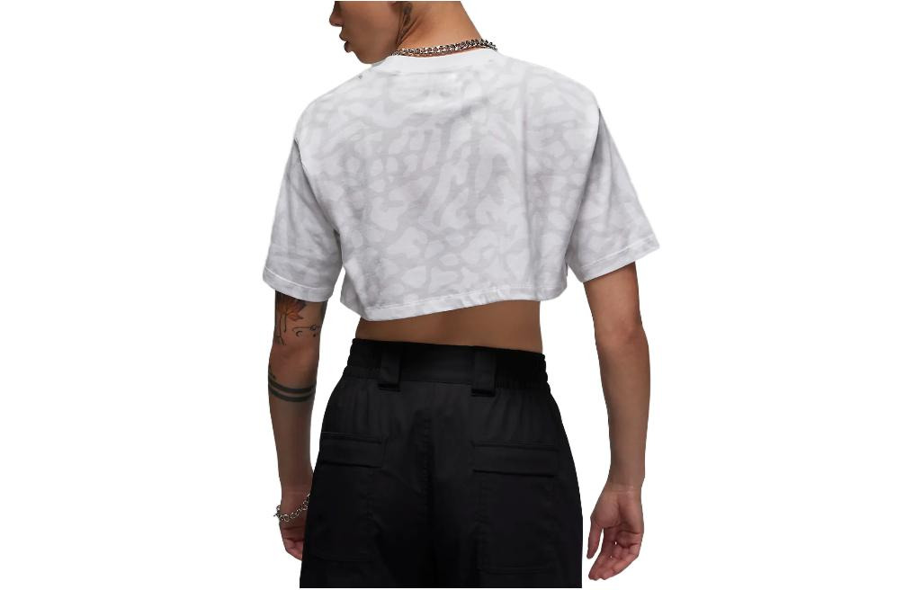 (WMNS) Air Jordan Sport Cropped T-Shirt 'Marbled White' DZ3215-100 - 2