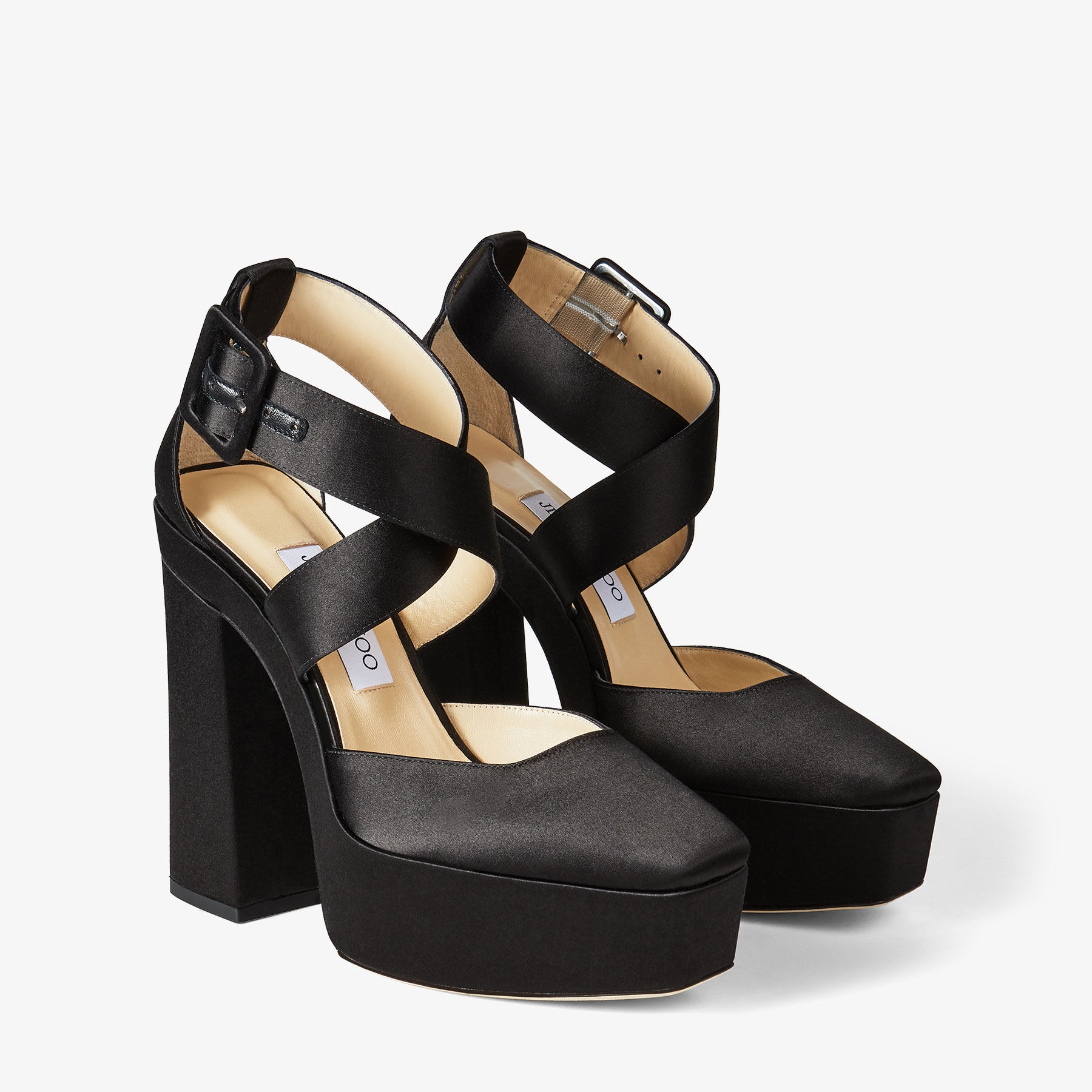 Gian 140
Black Satin Platform Heels - 3