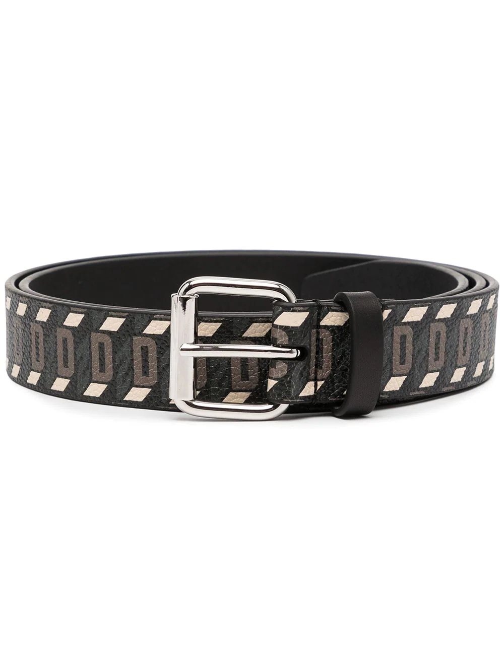 monogram-print leather belt - 1