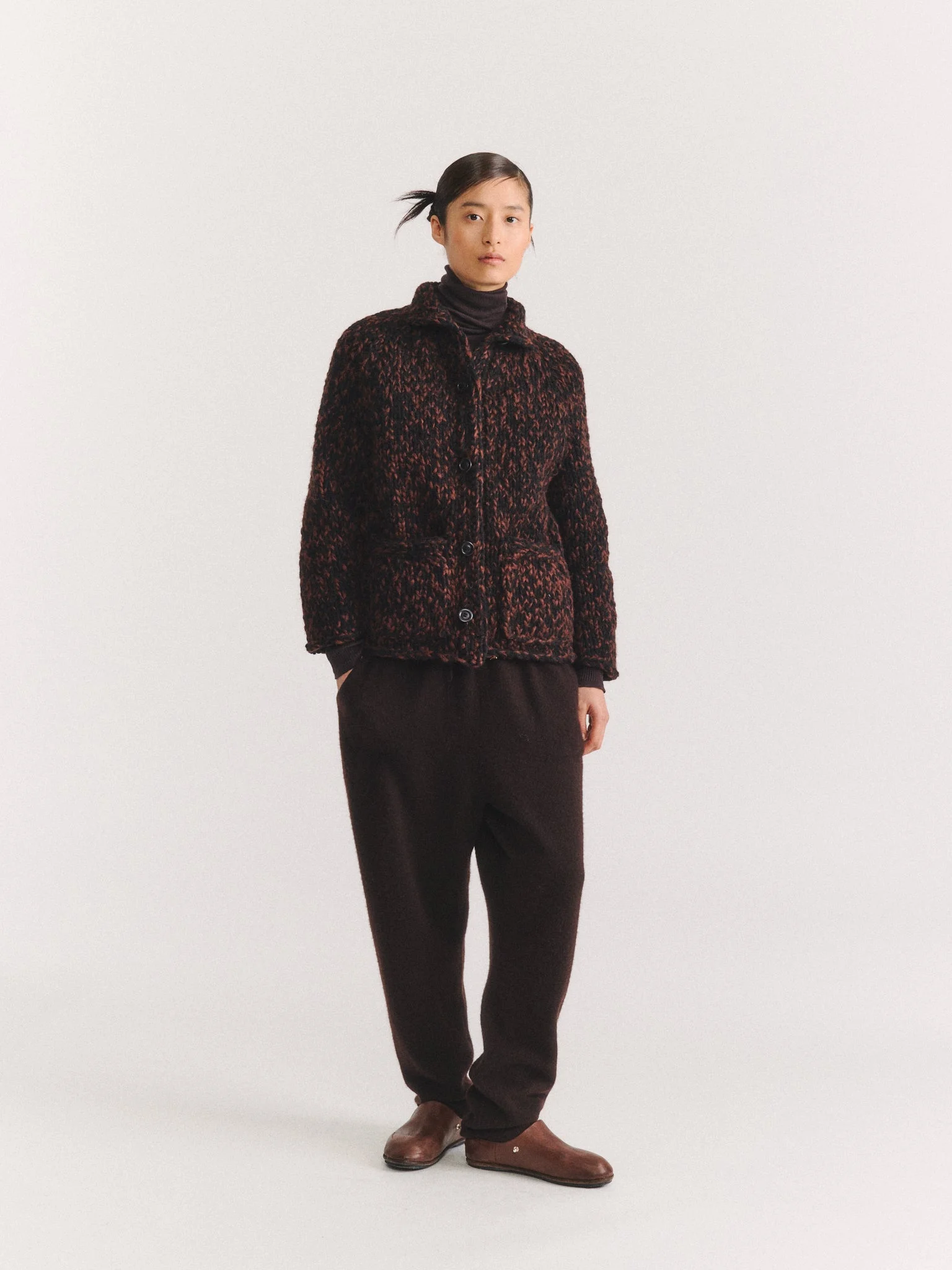 CAMILLE CARDIGAN - SOFTY MARLED - BLACK/BROWN - 1