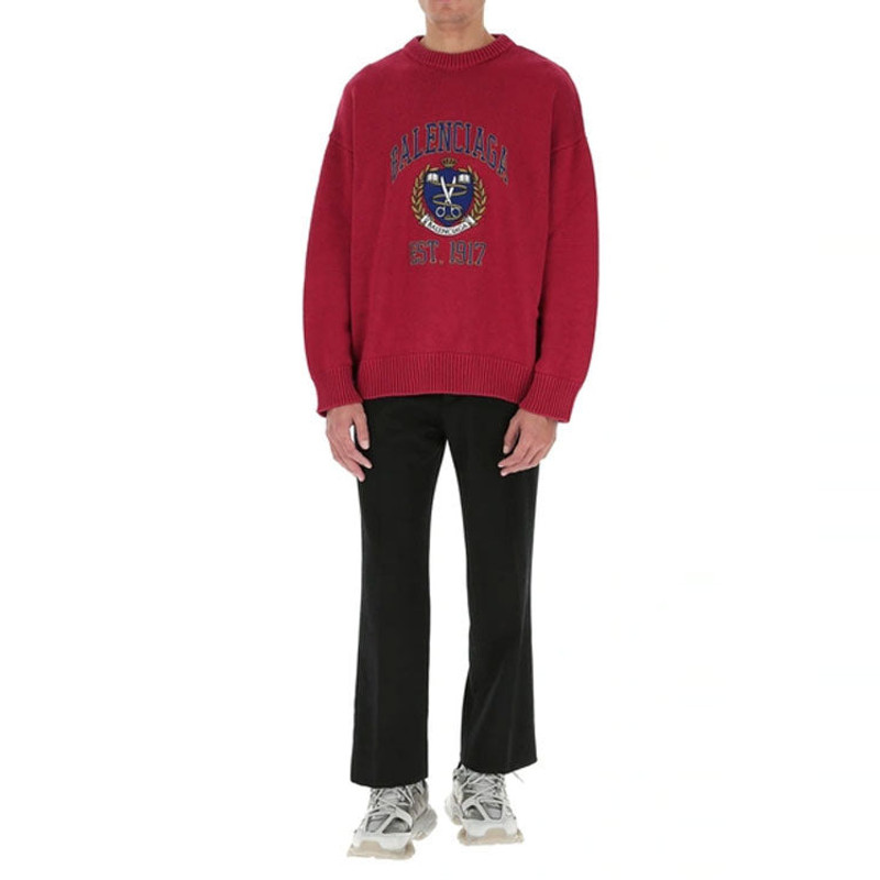 BALENCIAGA Balenciaga Est. 1917 College Logo Crewneck Sweater 'Red' 675267T32176164 outlook