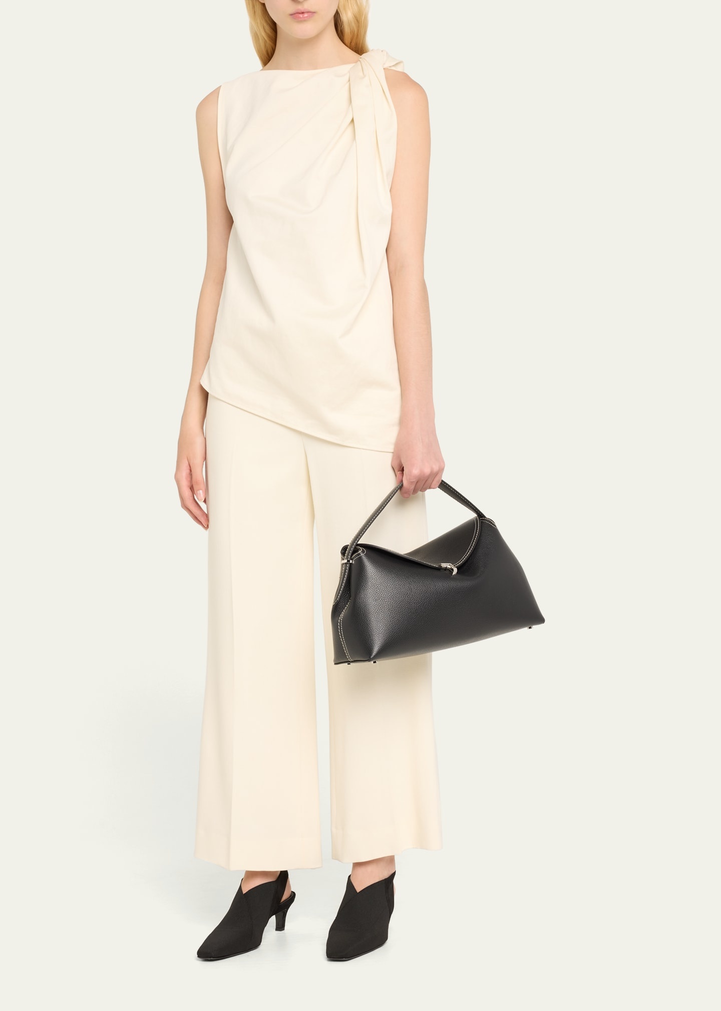 T-Lock Top Handle Bag in Pebble Grain Leather - 5