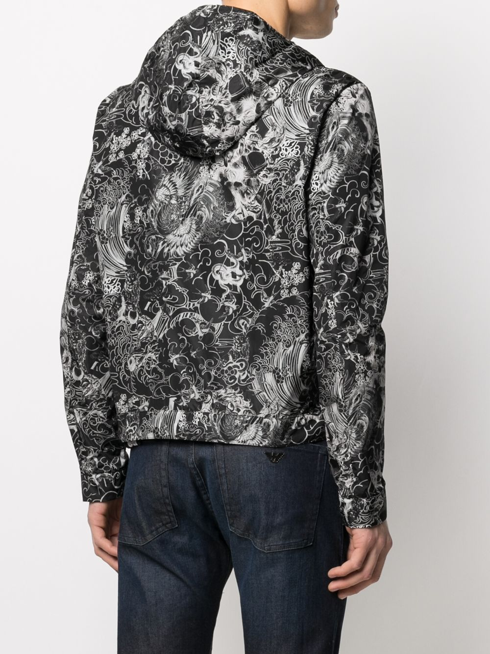 abstract-print hooded jacket - 4