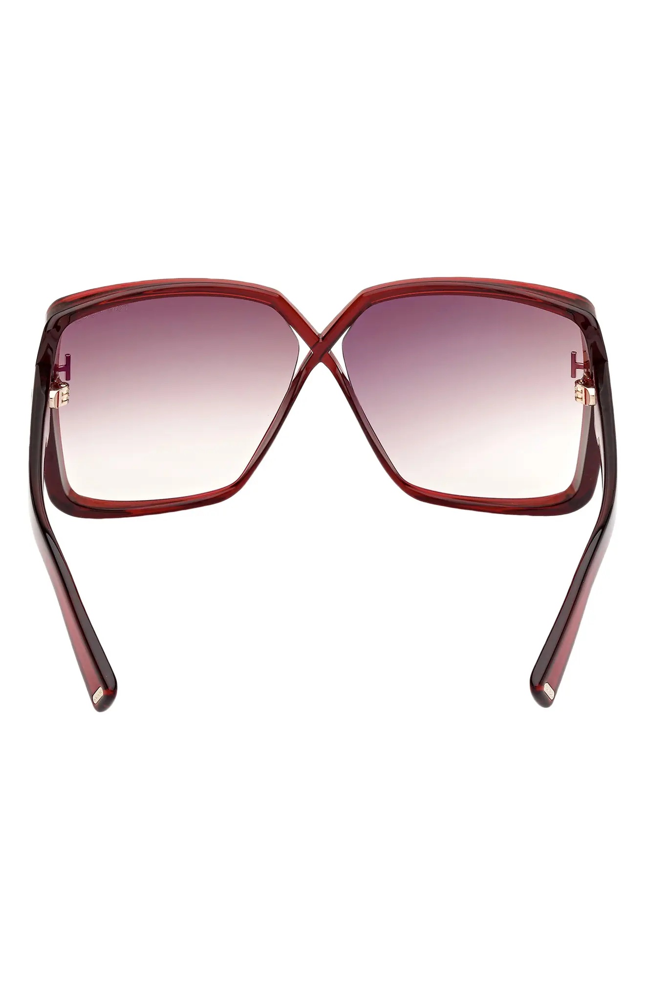 Yvonne 63mm Oversize Gradient Butterfly Sunglasses in Shiny Transparent Red /Brown - 6