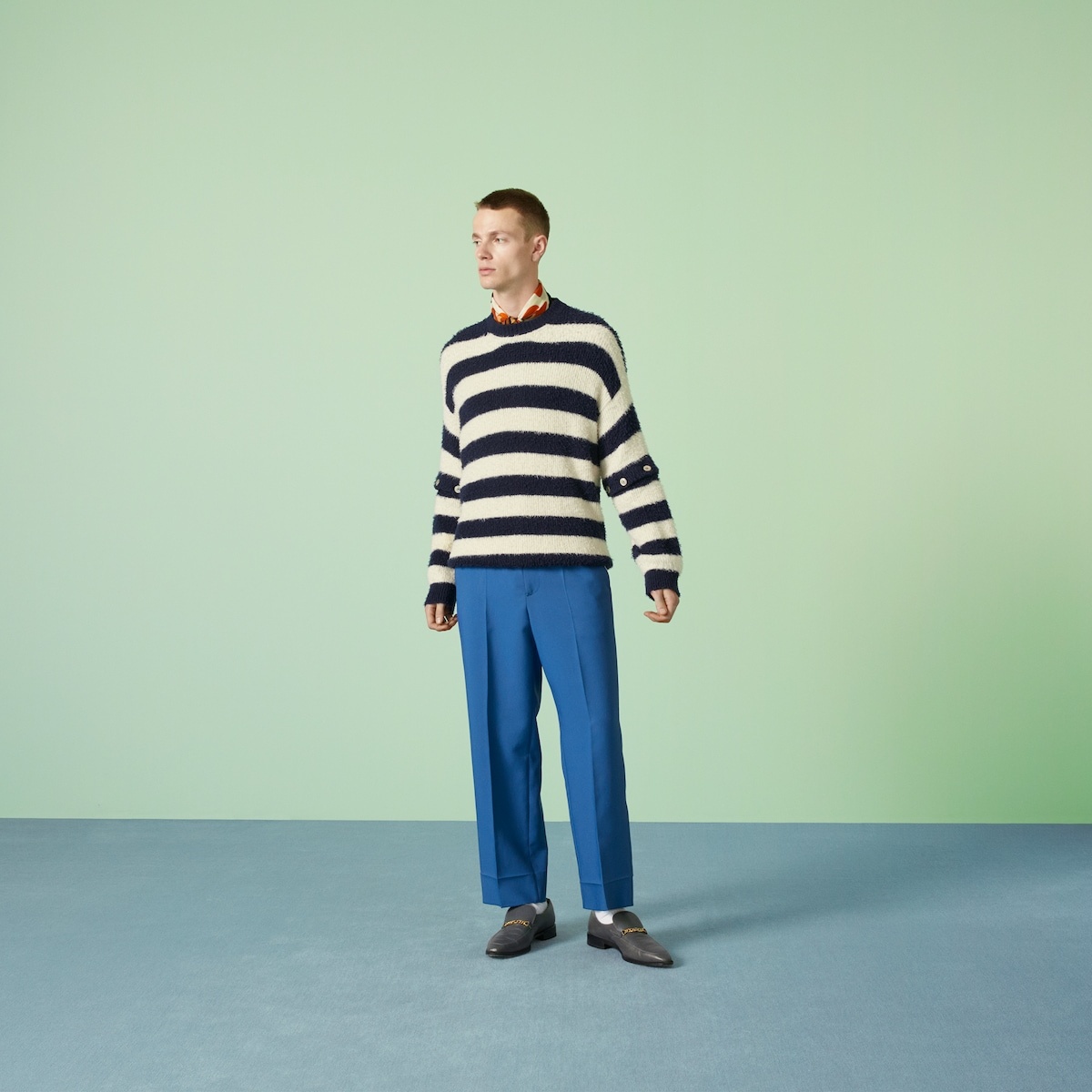 Striped knit cotton sweater - 2
