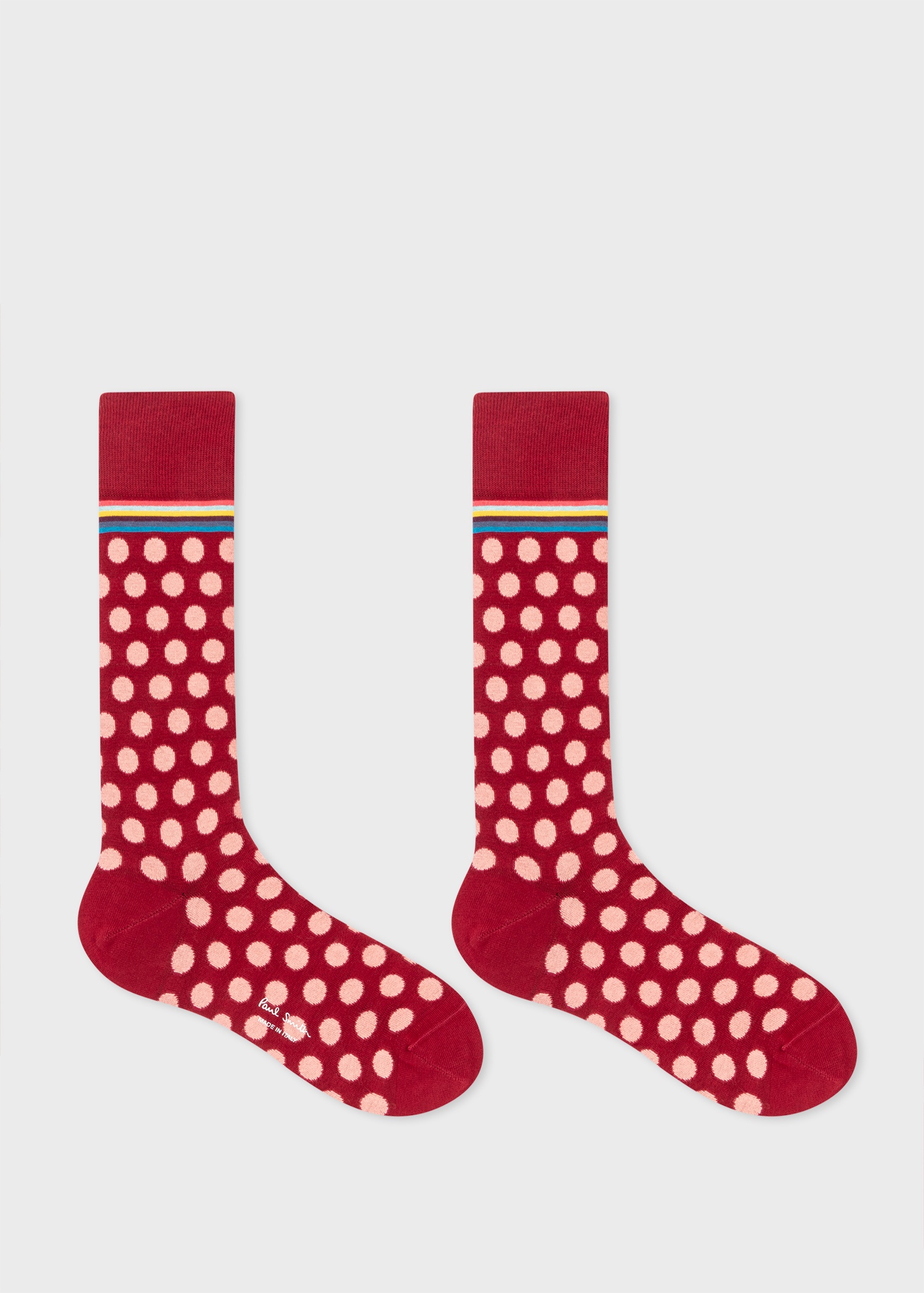 Red Polka Dot Stripe Socks Two Pack - 3