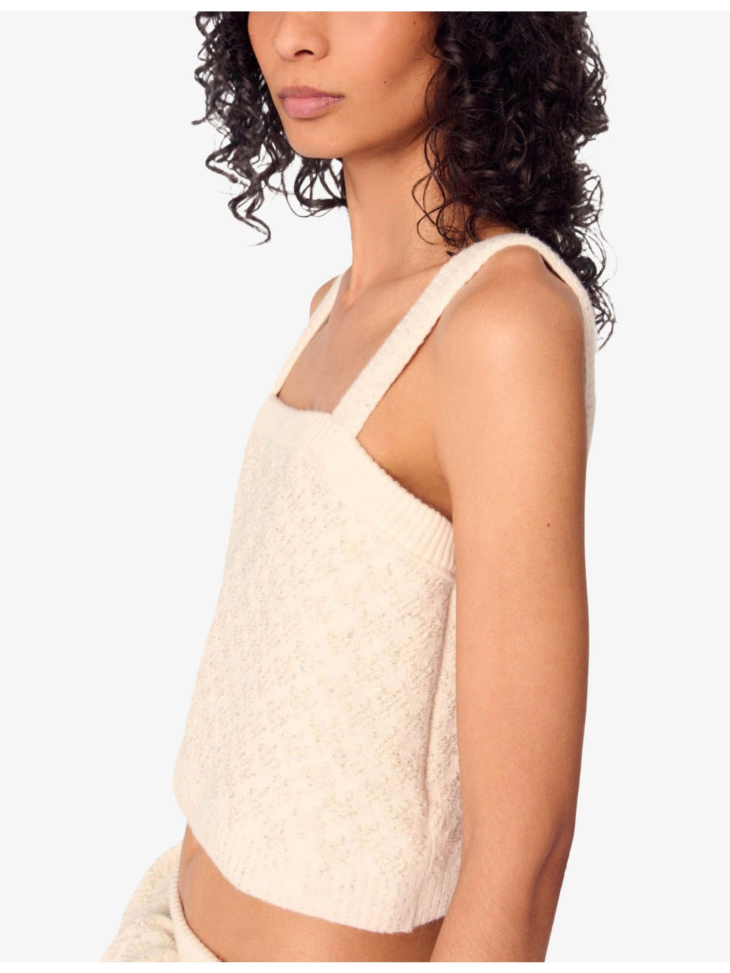 Tweed-Pattern Cropped Knitted Top - 5