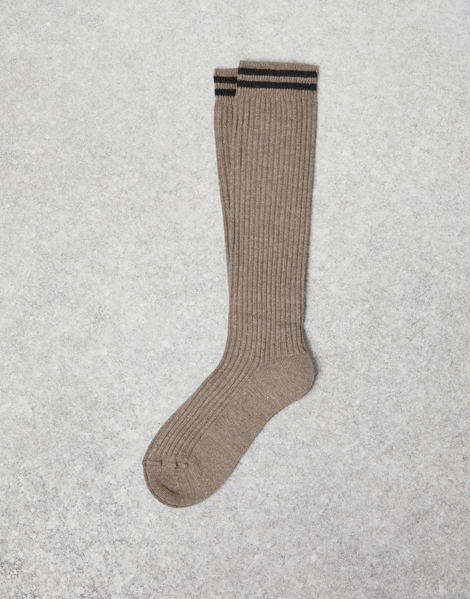 Sparkling cashmere rib knit socks - 1