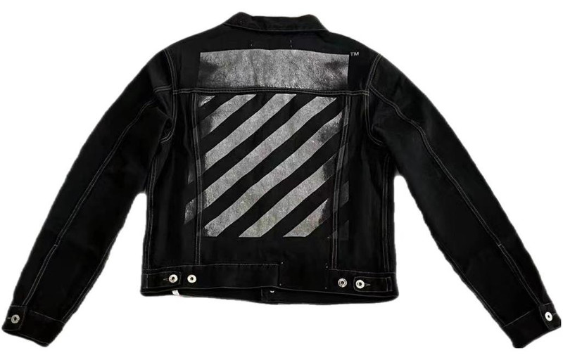 Off-White Off-White Alphabet Patterned Turn Down Collar Denim Jacket 'Black' OMYE079C99DEN0044001PD outlook