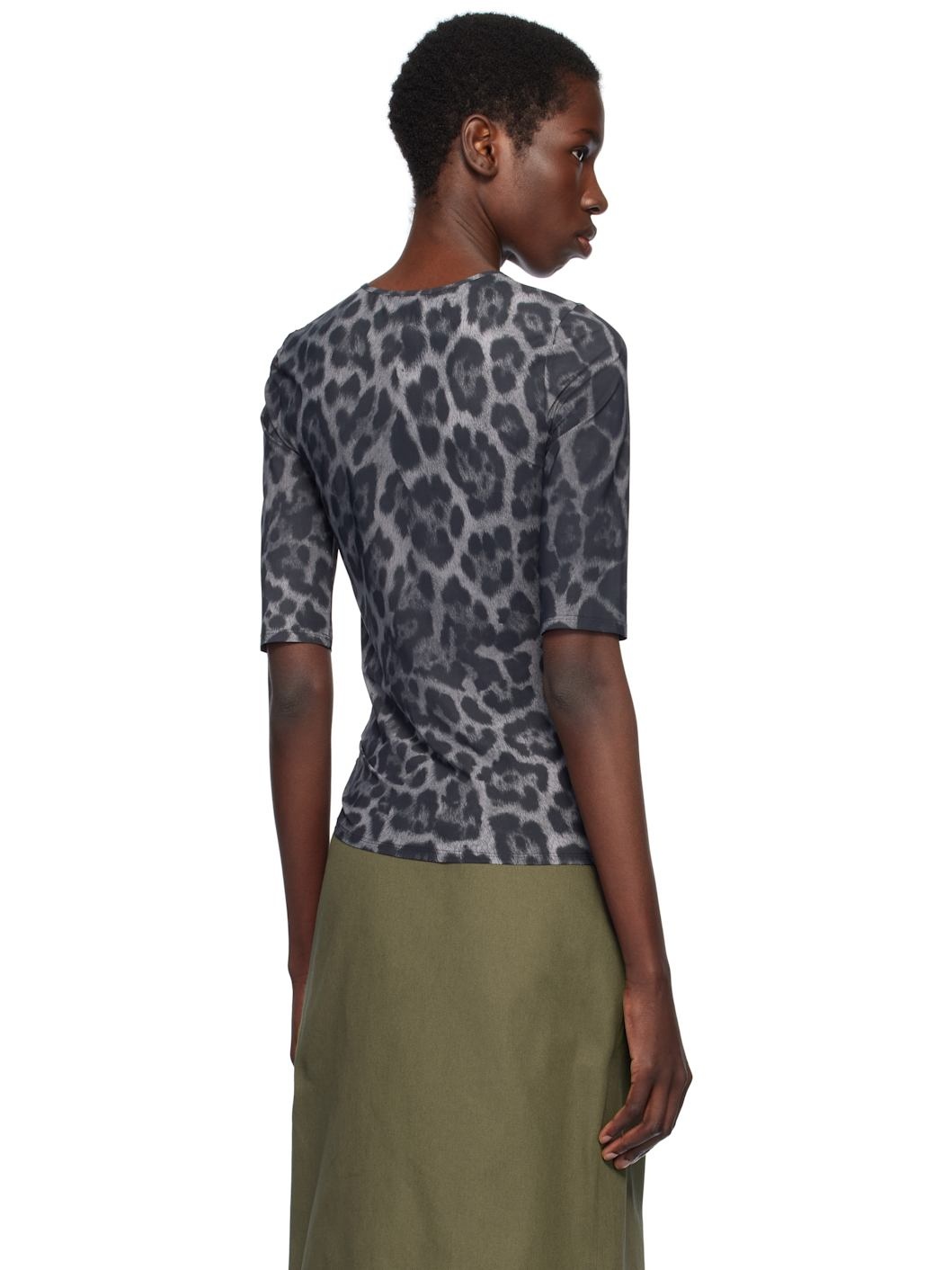 Gray Leopard Print T-shirt - 3