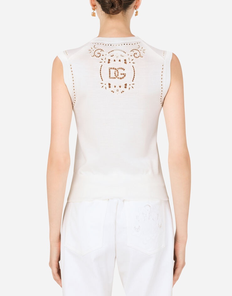 Sleeveless silk sweater with DG embroidery - 2