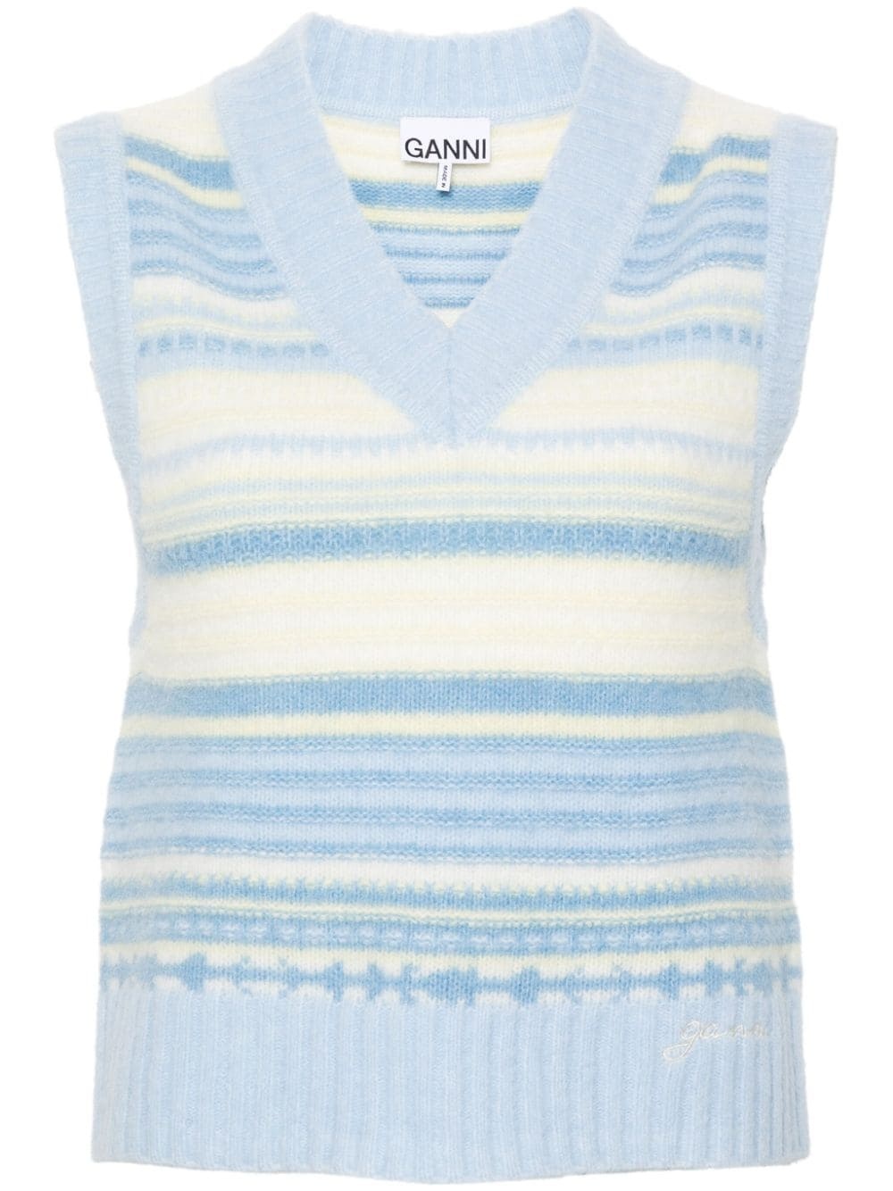 stripped sleeveless knitted top - 1