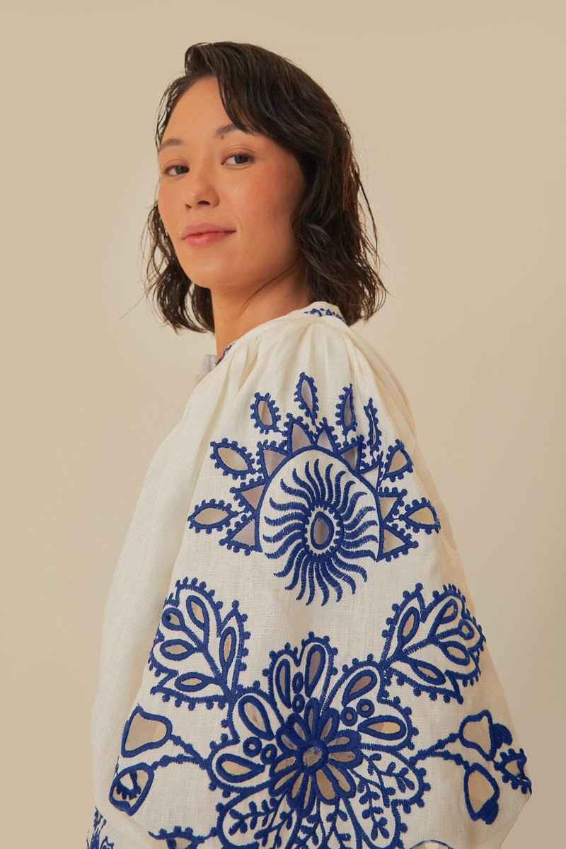 White Richelieu Euroflax™ Premium Linen Mini Dress 3