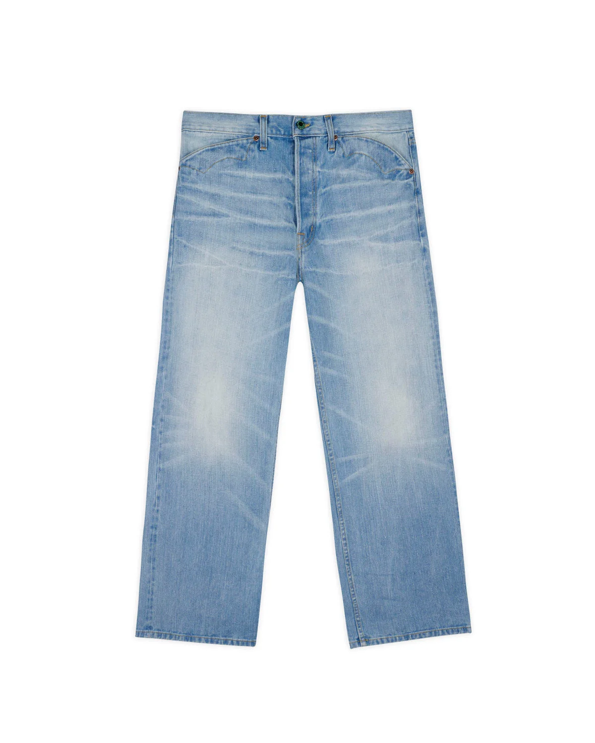 Type 00 14.1oz Selvedge Denim Pant - Light Washed Indigo - 1