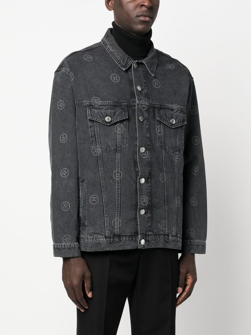 motif-print denim jacket - 3