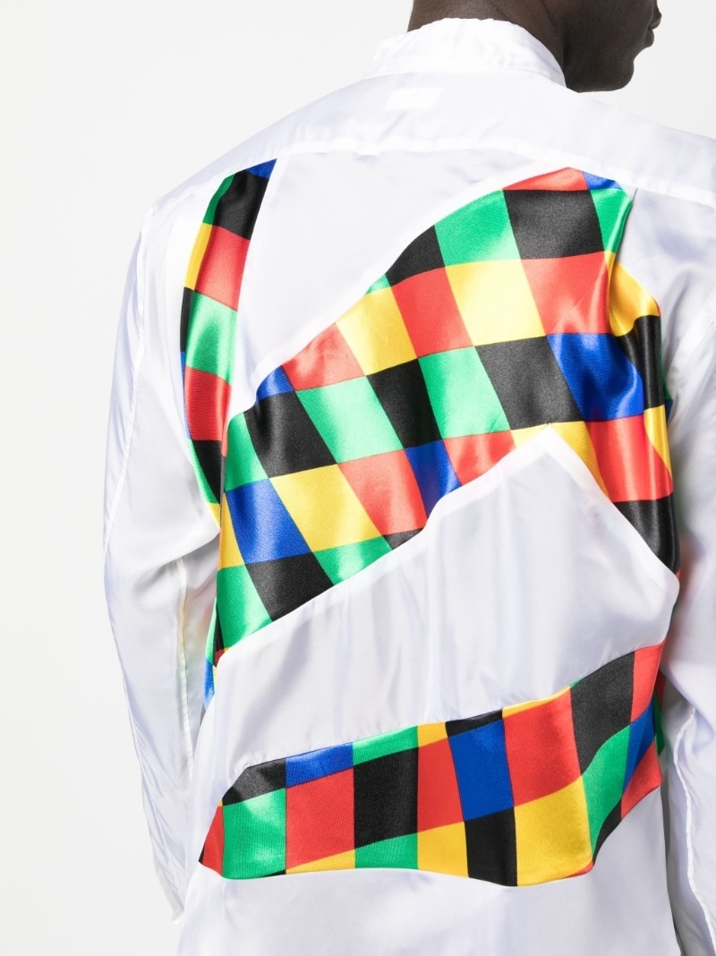 patchwork-detail long-sleeve shirt - 5