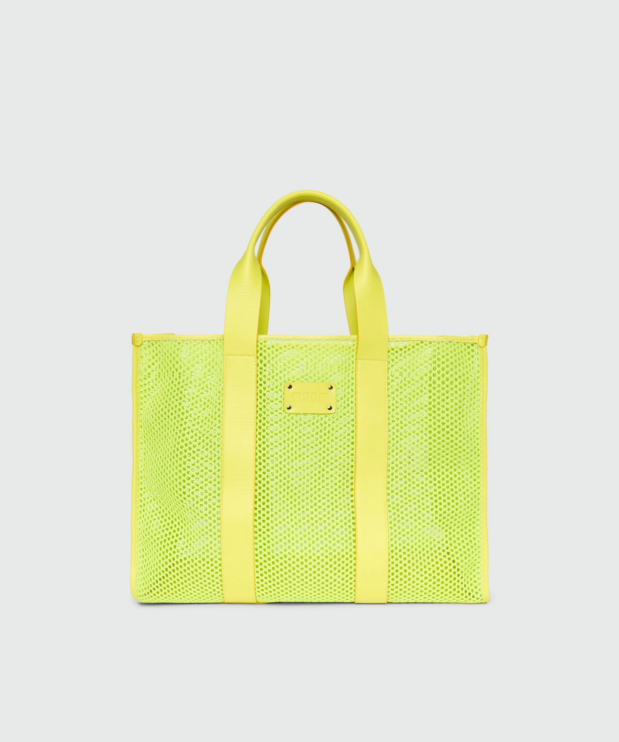 Lime maxi mesh tote with logo on the front - 1